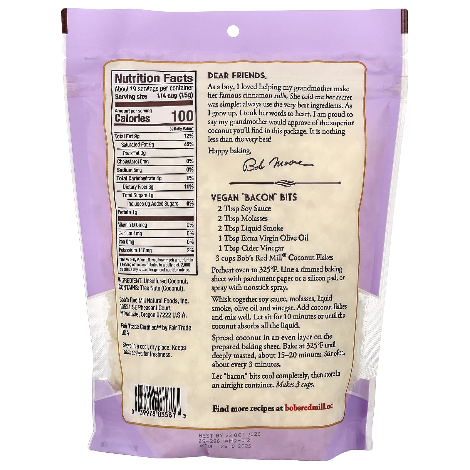 Bob's Red Mill, Coconut Flakes, Unsulfured, Unsweetened, 10 oz (284 g) - Image 2