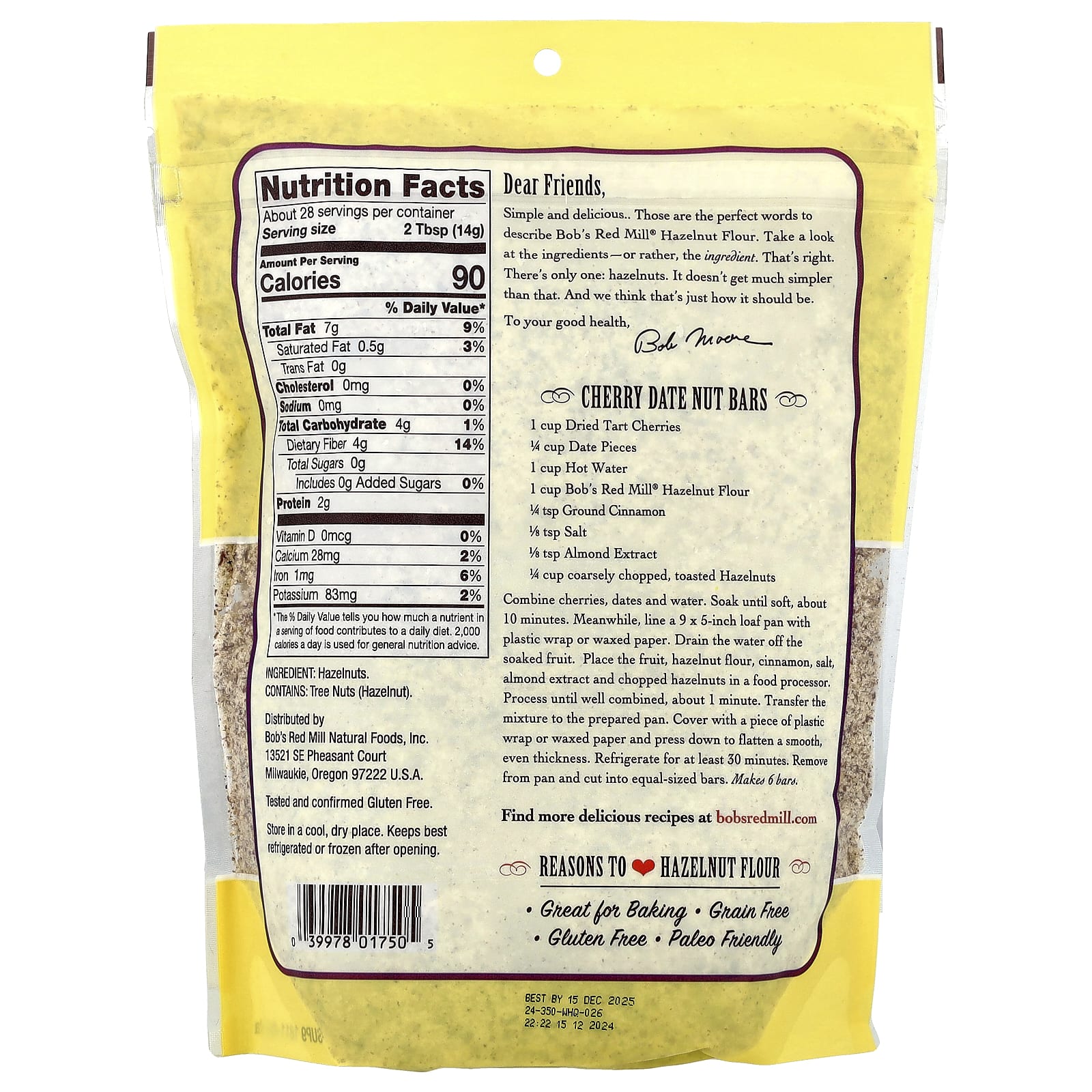 Bob's Red Mill, Finely Ground Hazelnut Flour, 14 oz (396 g) - Image 2