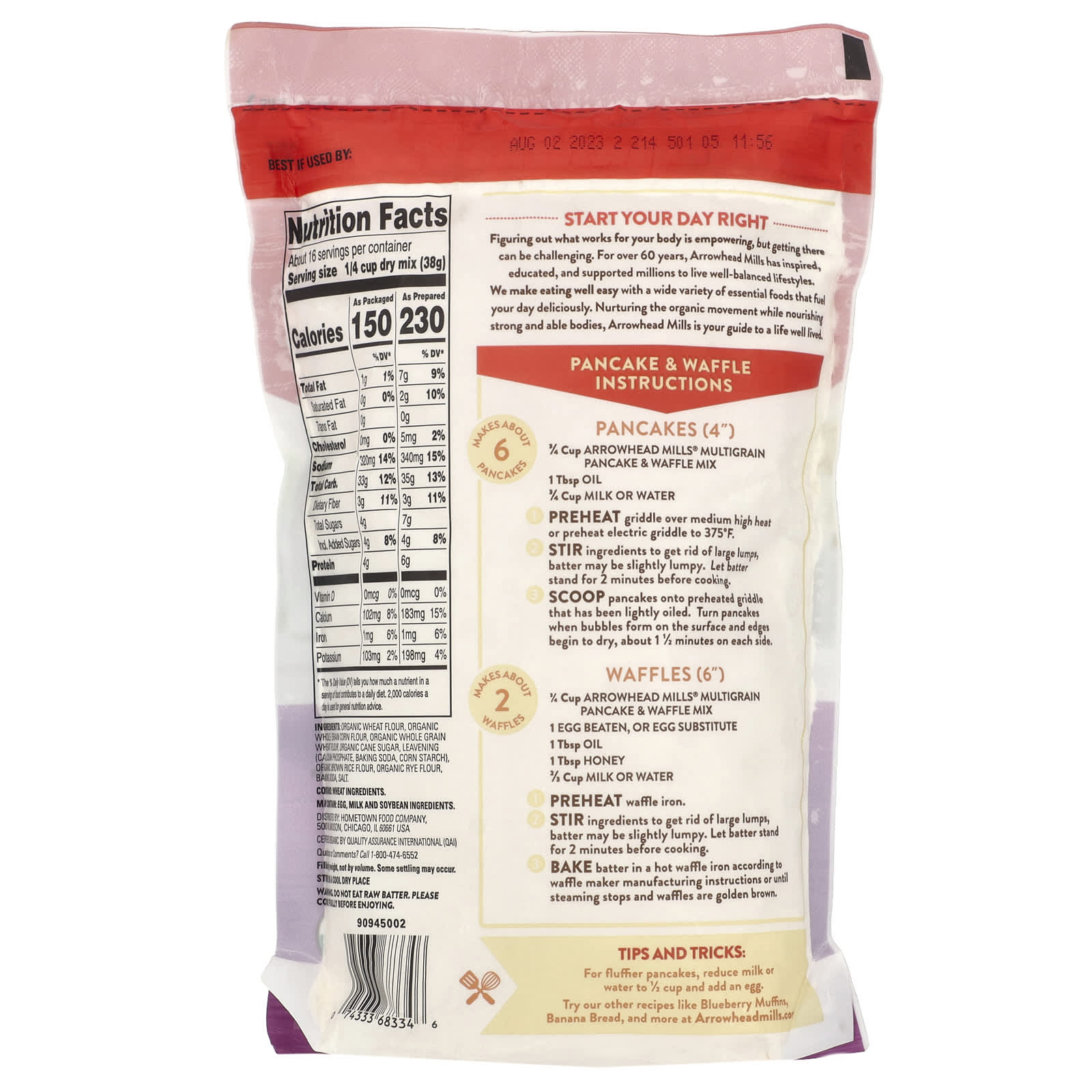 Arrowhead Mills, Organic Multigrain Pancake & Waffle Mix, 22 oz (623 g) - Image 2