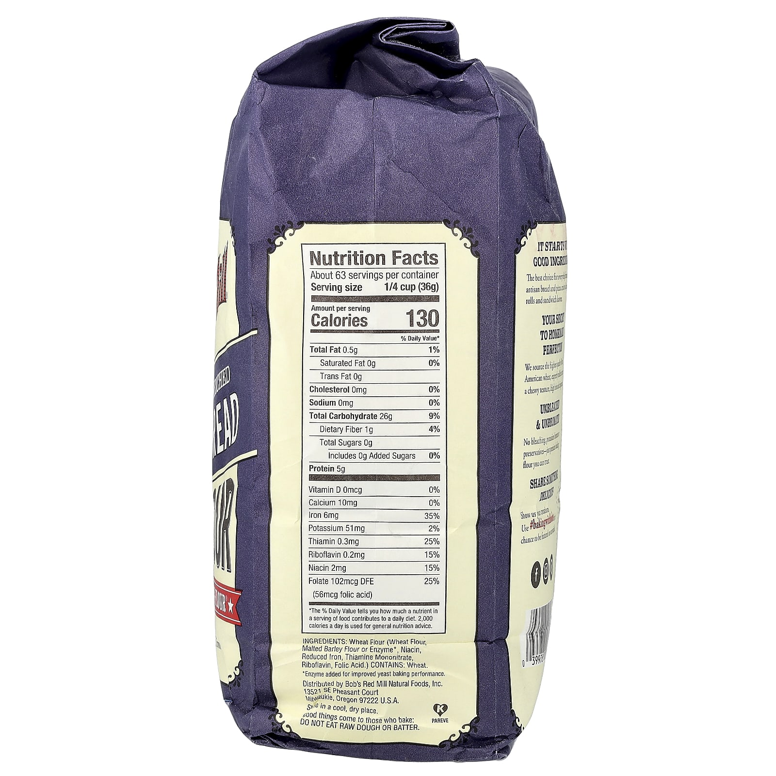 Bob's Red Mill, Unbleached Enriched Artisan Bread Flour, 80 oz (2.27 kg) - Image 2
