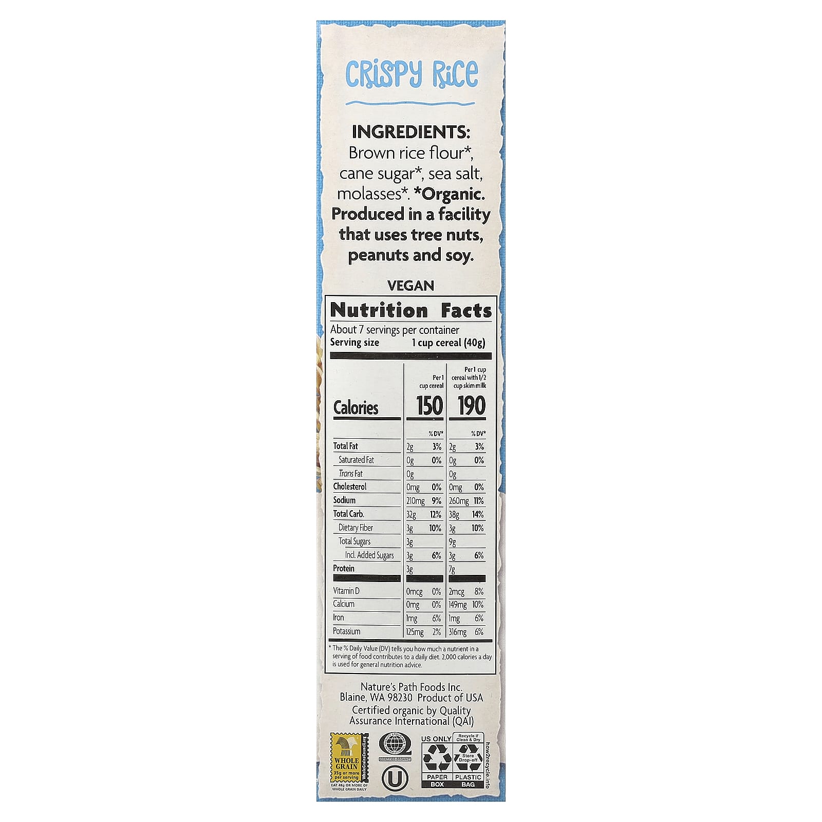Nature's Path, Organic Crispy Rice Cereal, 10 oz (284 g) - Image 2