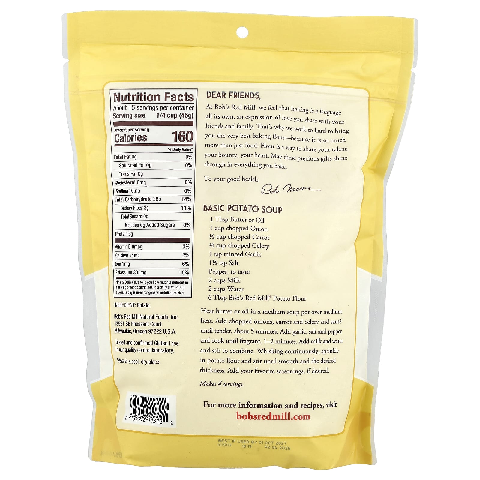 Bob's Red Mill, Potato Flour, Super-Fine, 1 lb 8 oz (680 g) - Image 2