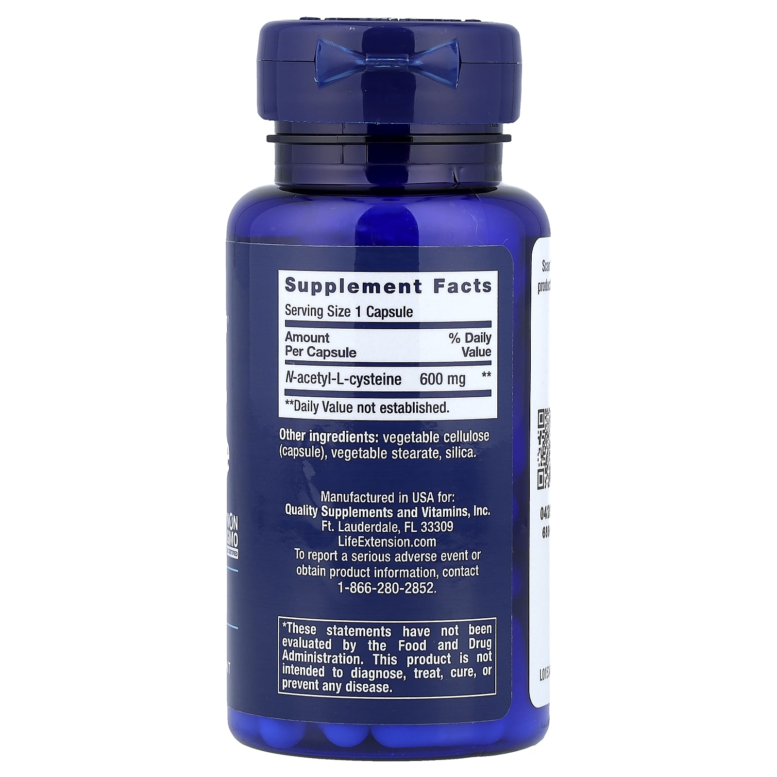 Life Extension, N-Acetyl-L-Cysteine, 600 mg, 60 Capsules - Image 2