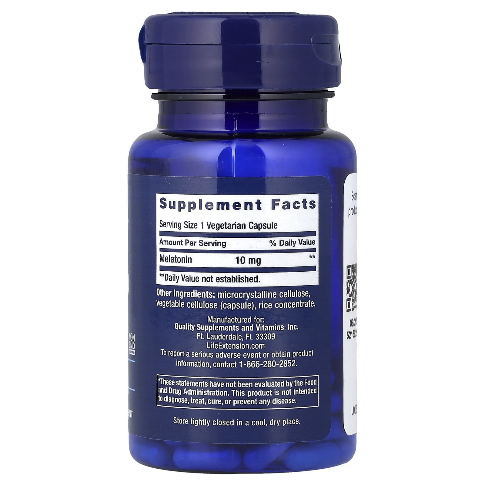 Life Extension, Melatonin, 10 mg, 60 Vegetarian Capsules - Image 2