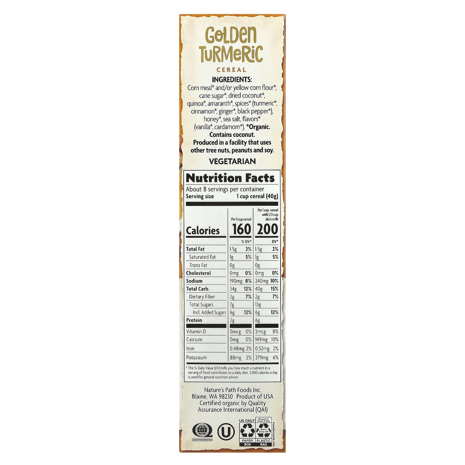 Nature's Path, Golden Turmeric Cereal, 10.6 oz (300 g) - Image 2