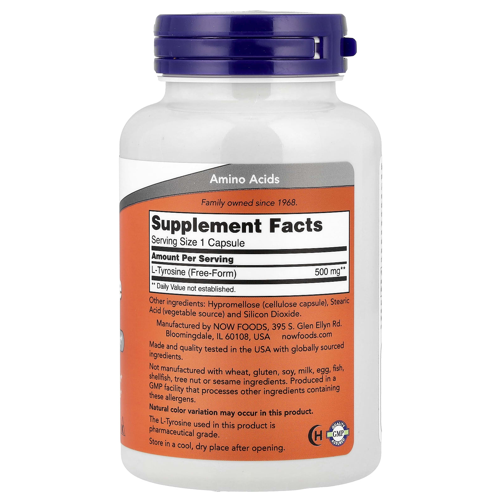 NOW Foods, L-Tyrosine, 500 mg, 120 Capsules - Image 2