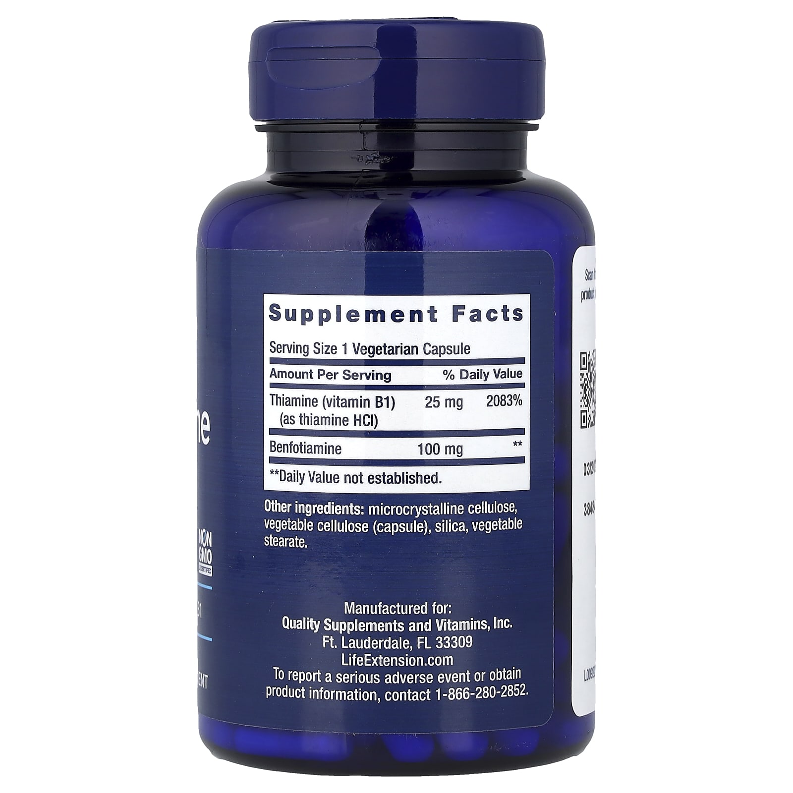 Life Extension, Benfotiamine with Thiamine, 100 mg, 120 Vegetarian Capsules - Image 2