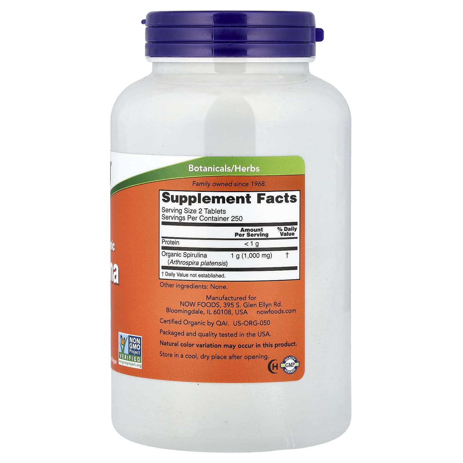 NOW Foods, Certified Organic Spirulina, 500 mg, 500 Tablets - Image 2
