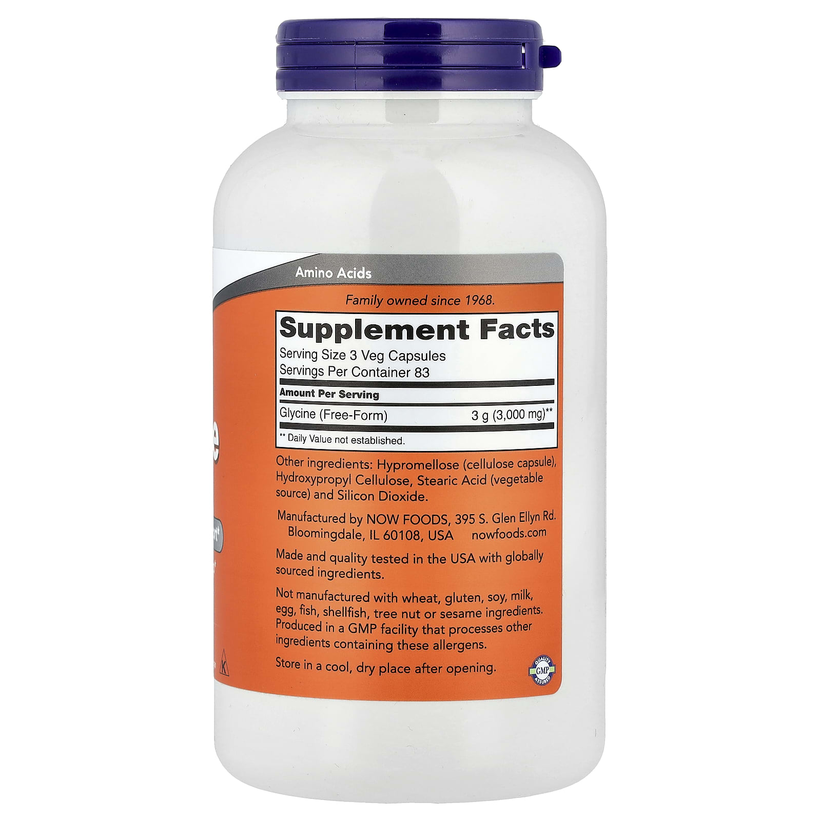 NOW Foods, Glycine, 1,000 mg, 250 Veg Capsules - Image 2