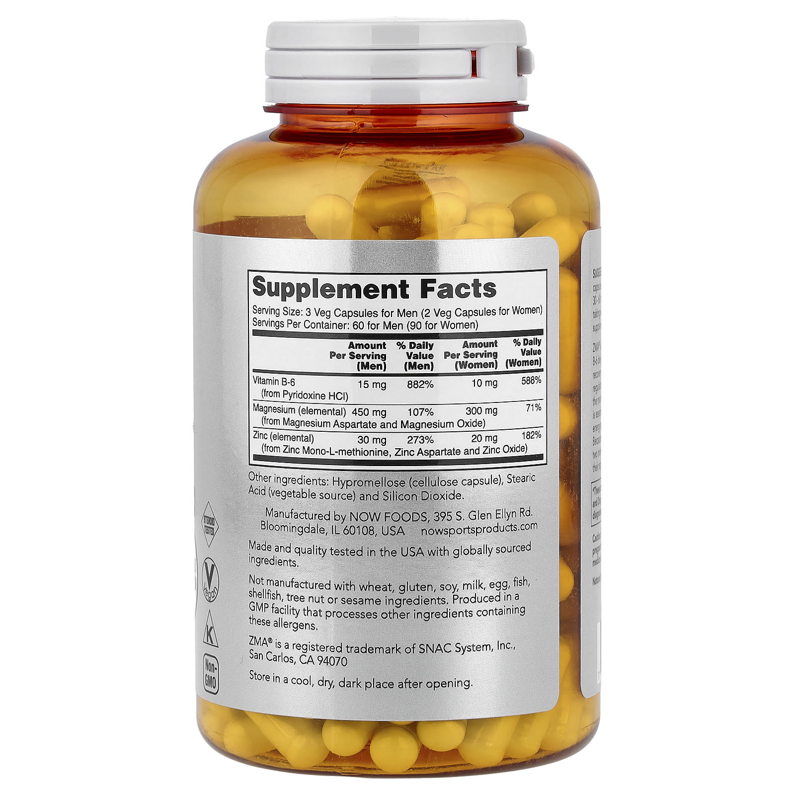NOW Foods, Sports, ZMA®, 180 Veg Capsules - Image 2