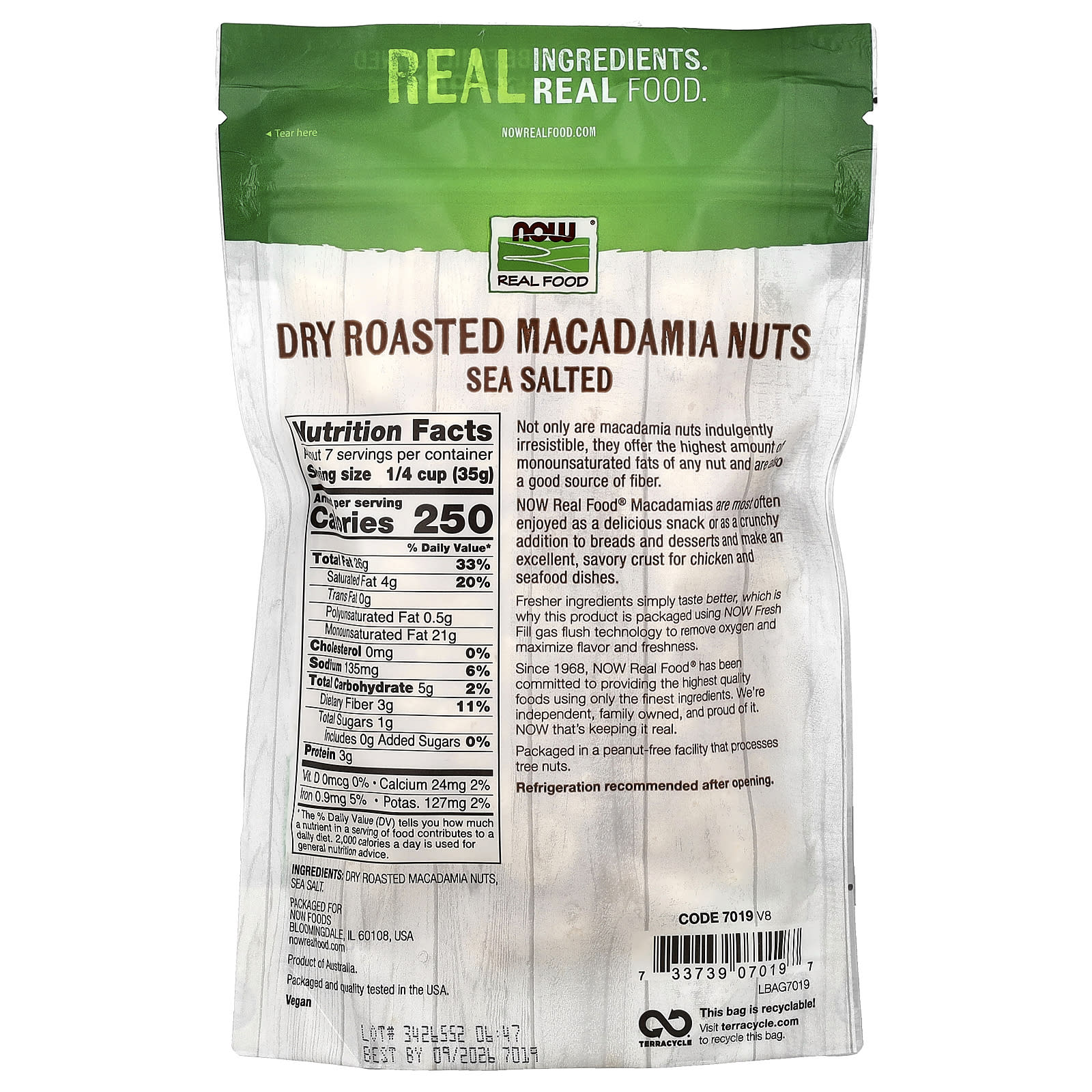 NOW Foods, Real Food, Macadamia Nuts, Dry Roasted & Sea Salted, 9 oz (255 g) - Image 2