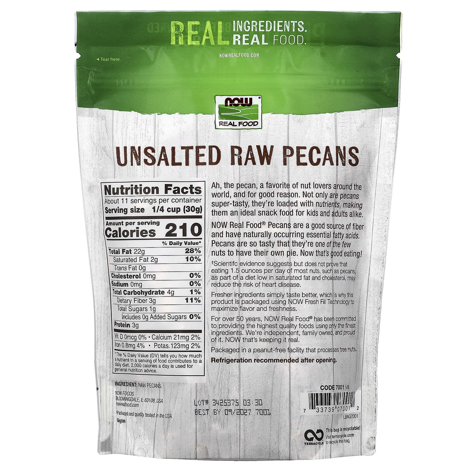 NOW Foods, Real Food, Raw Pecans, Unsalted, 12 oz (340 g) - Image 2
