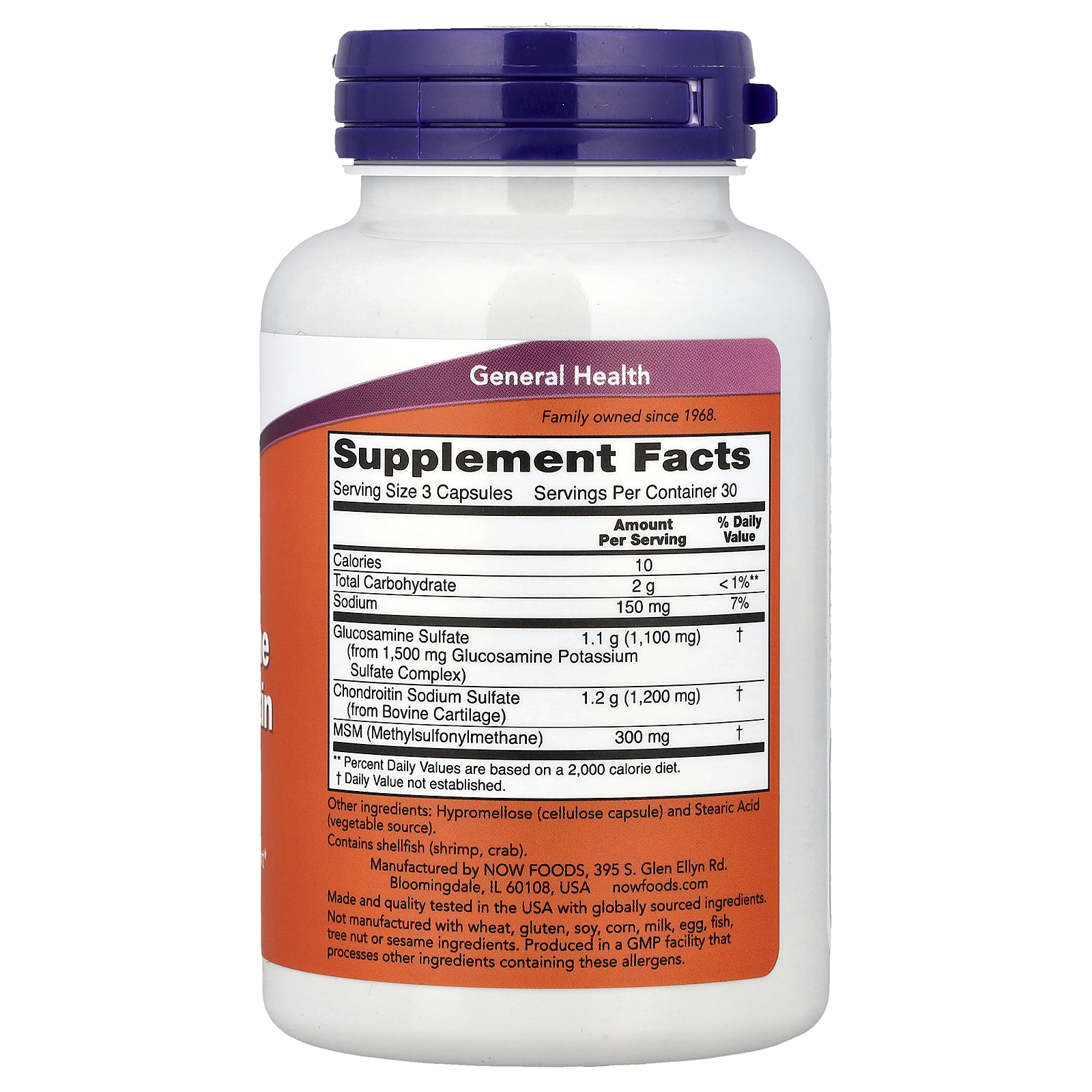 NOW Foods, Glucosamine & Chondroitin with MSM, 90 Capsules - Image 2