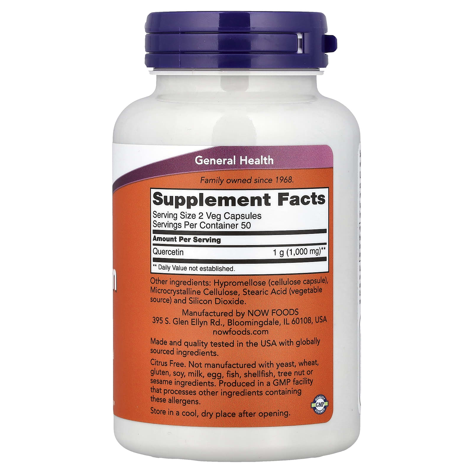 NOW Foods, Quercetin, 500 mg, 100 Veg Capsules - Image 2