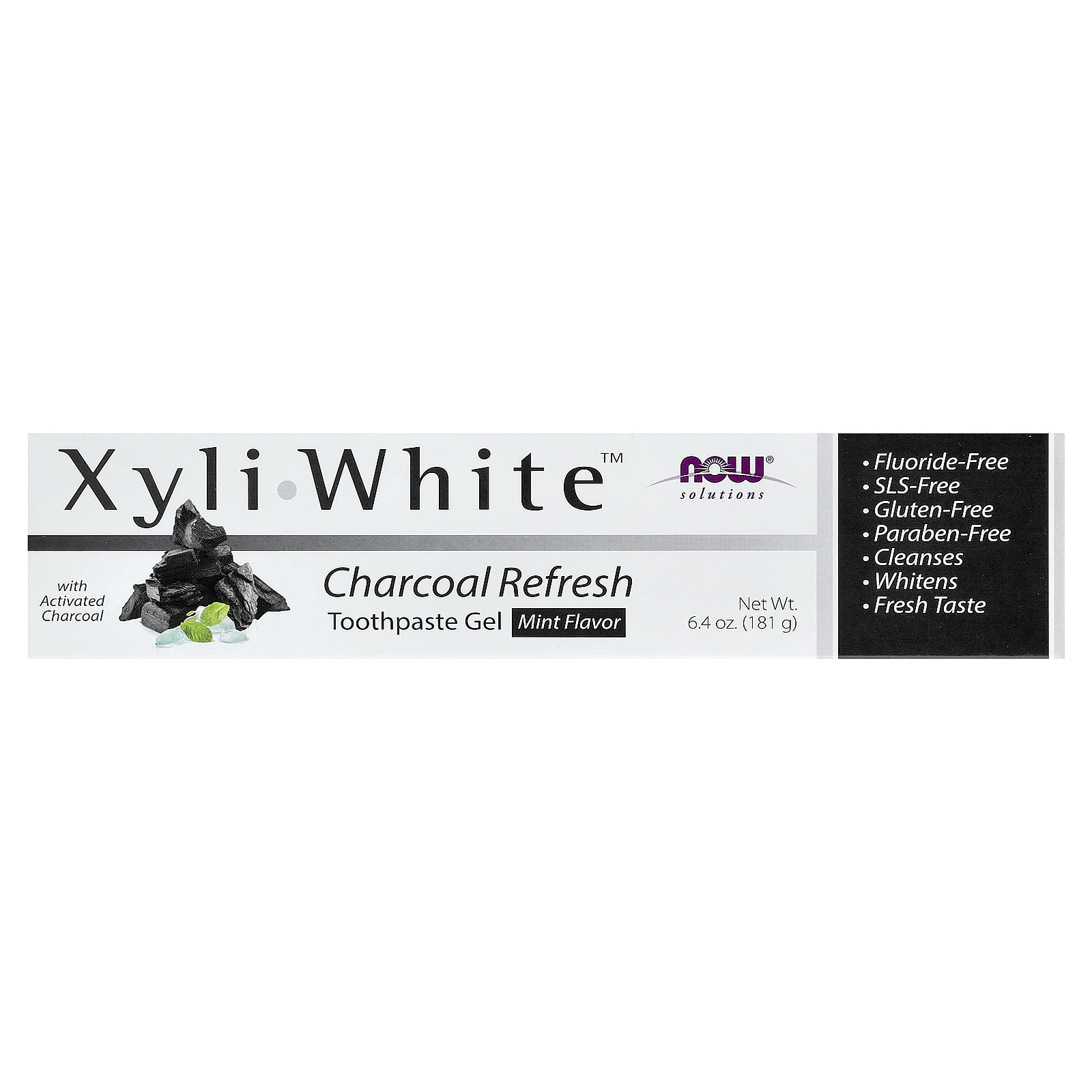 NOW Foods, Solutions, XyliWhite™, Charcoal Refresh, Toothpaste Gel, Mint, 6.4 oz (181 g) - Image 2