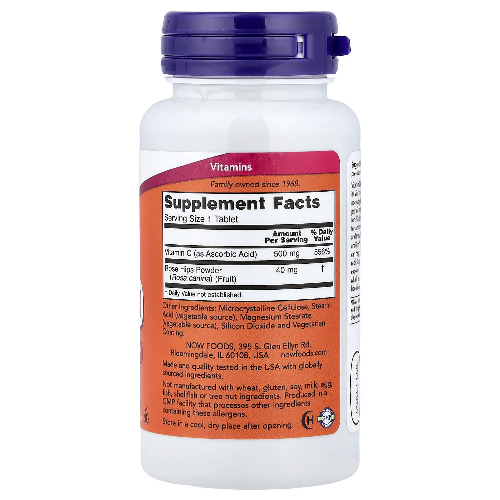 NOW Foods, C-500 With Rose Hips, 100 Tablets - Image 2