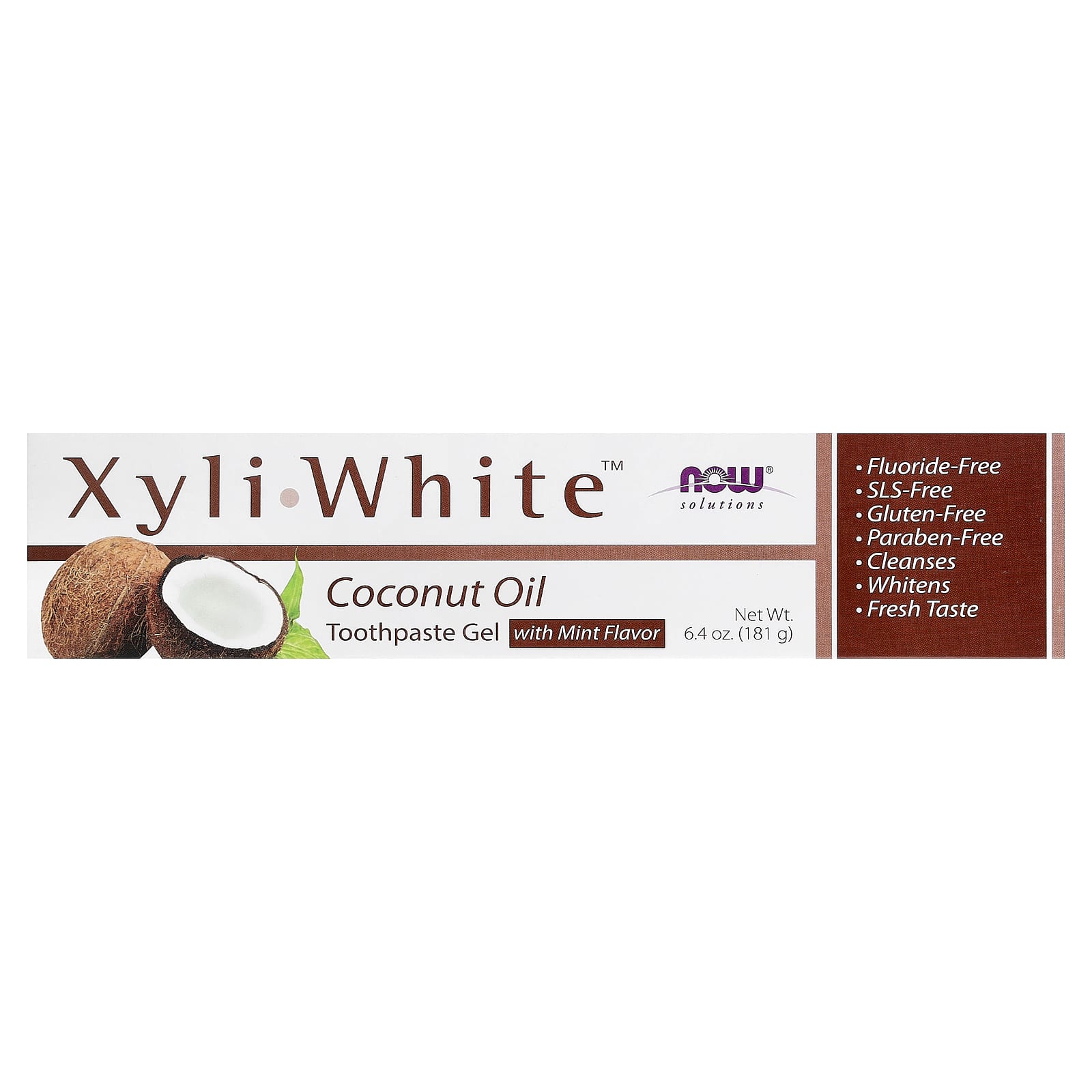 NOW Foods, Solutions, XyliWhite™ Toothpaste Gel, Coconut Oil, Mint, 6.4 oz (181 g) - Image 2