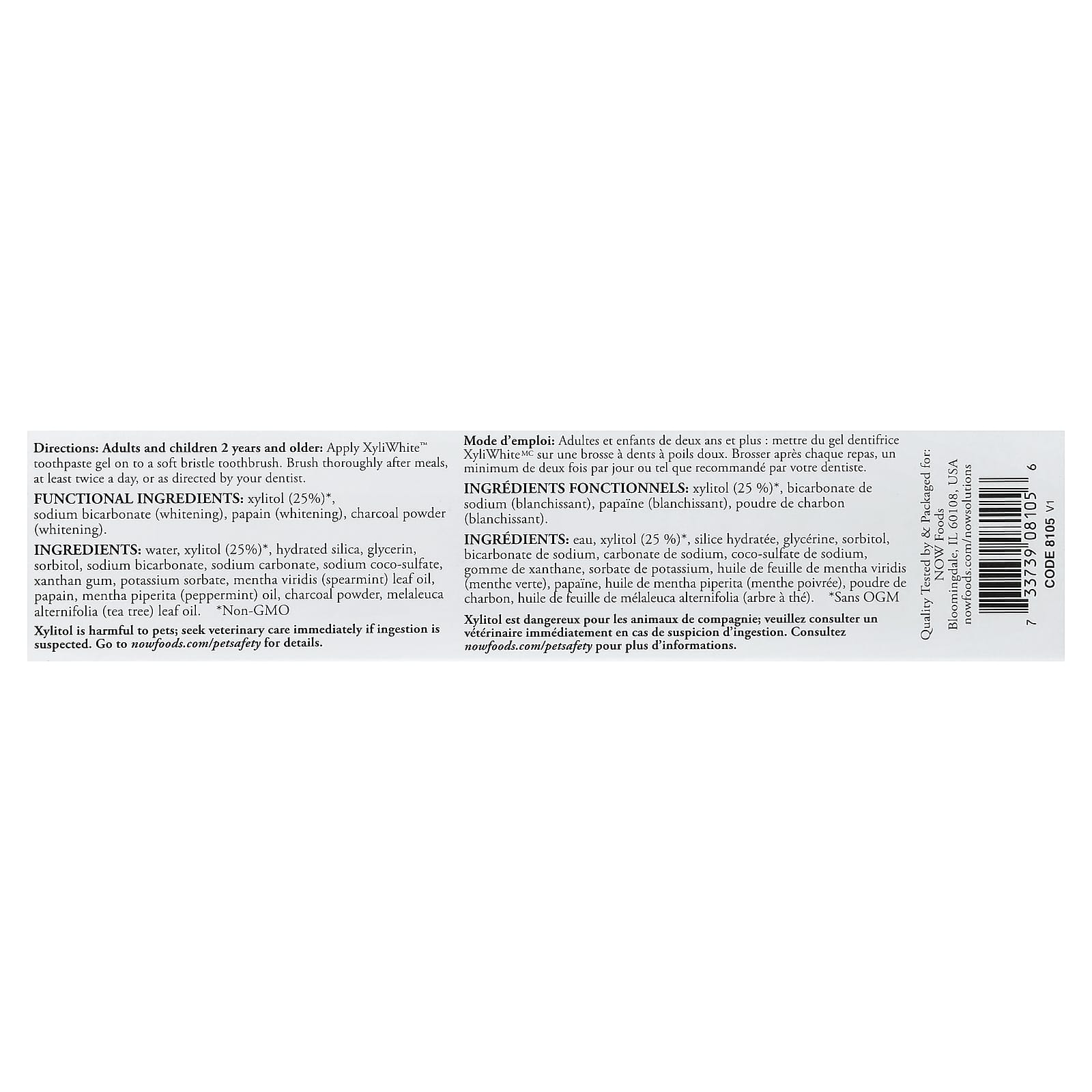 NOW Foods, Solutions, XyliWhite™, Charcoal Refresh, Toothpaste Gel, Mint, 6.4 oz (181 g) - Image 3