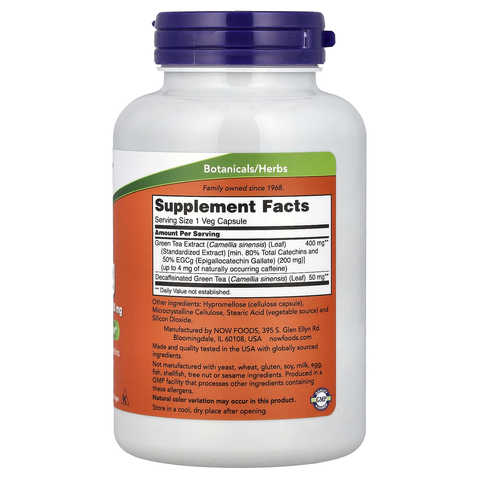 NOW Foods, EGCg, Green Tea Extract, 400 mg, 180 Veg Capsules - Image 2