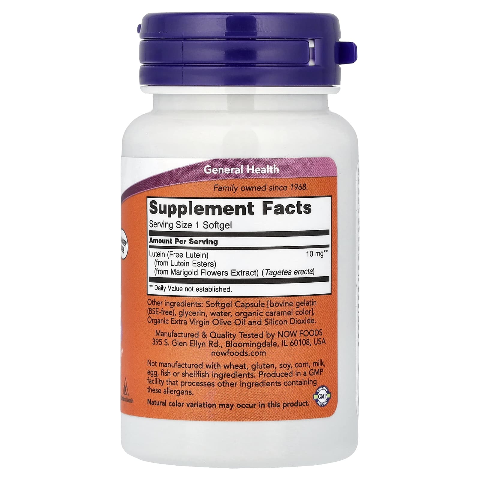 NOW Foods, Lutein, 10 mg, 120 Softgels - Image 2