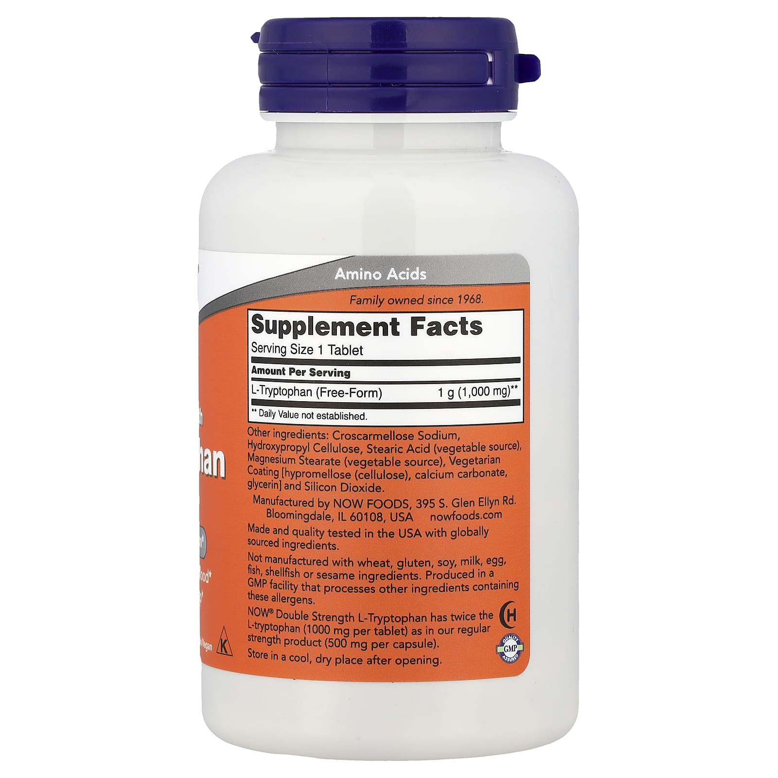 NOW Foods, L-Tryptophan, 1,000 mg, 60 Tablets - Image 2