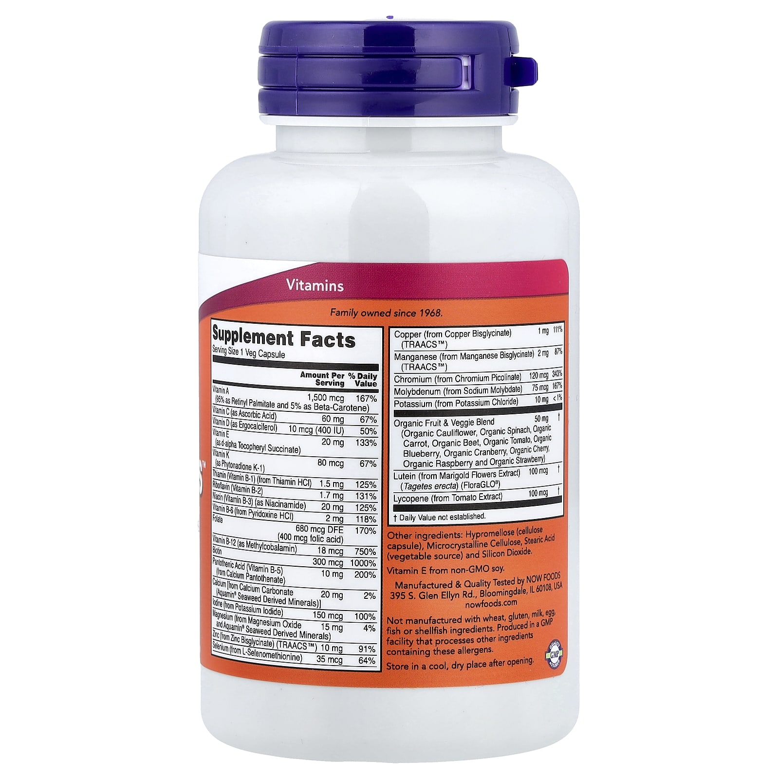 NOW Foods, Daily Vits™, Multi Vitamin & Mineral, 120 Veg Capsules - Image 2