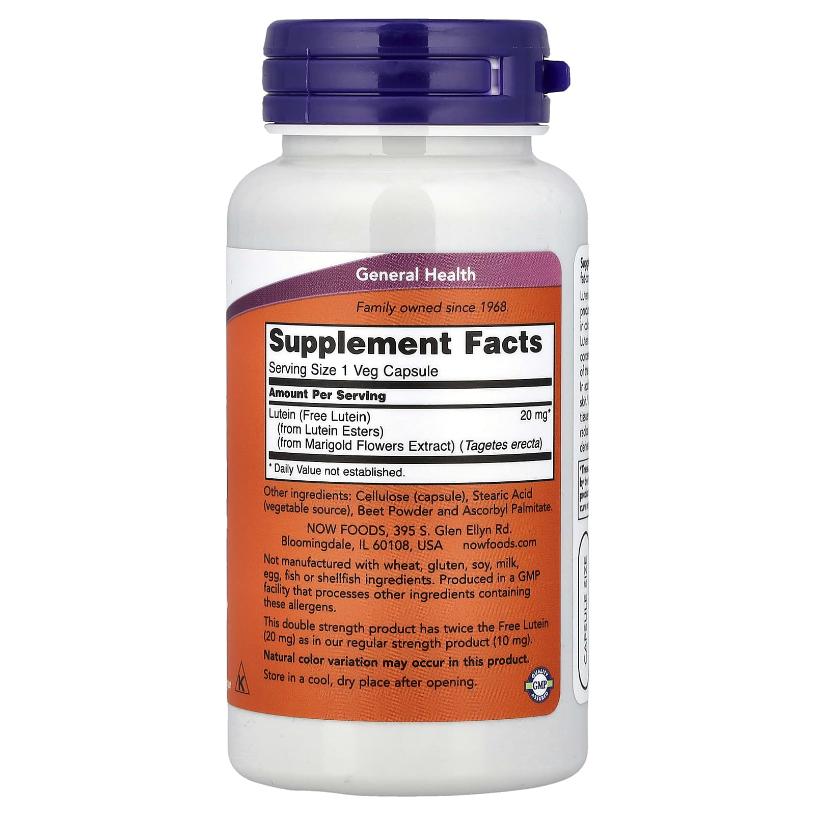 NOW Foods, Lutein, 20 mg, 90 Veg Capsules - Image 2