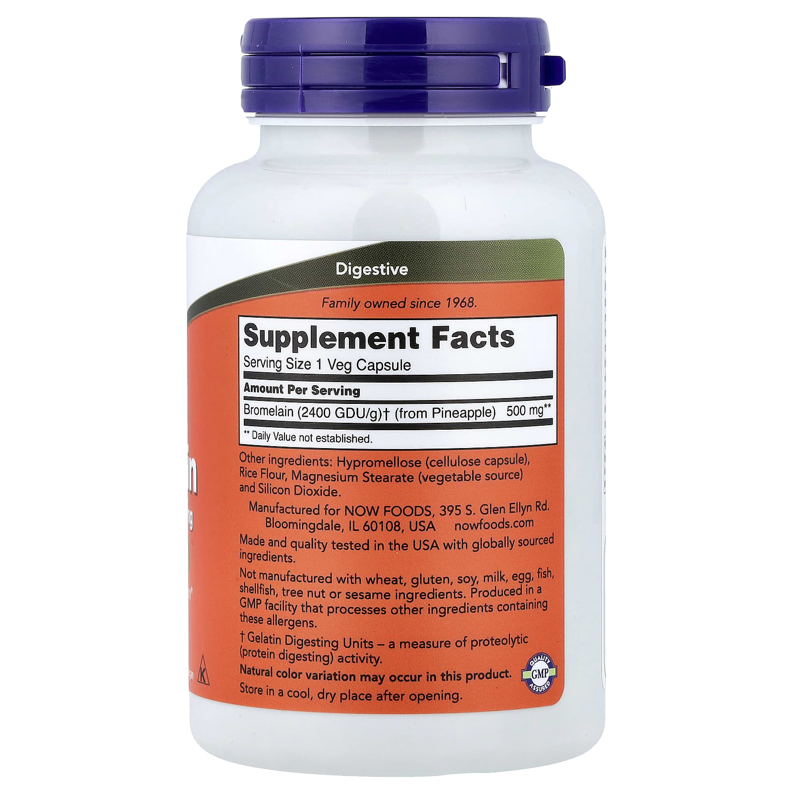 NOW Foods, Bromelain, 500 mg (2,400 GDU/g), 120 Veg Capsules - Image 2