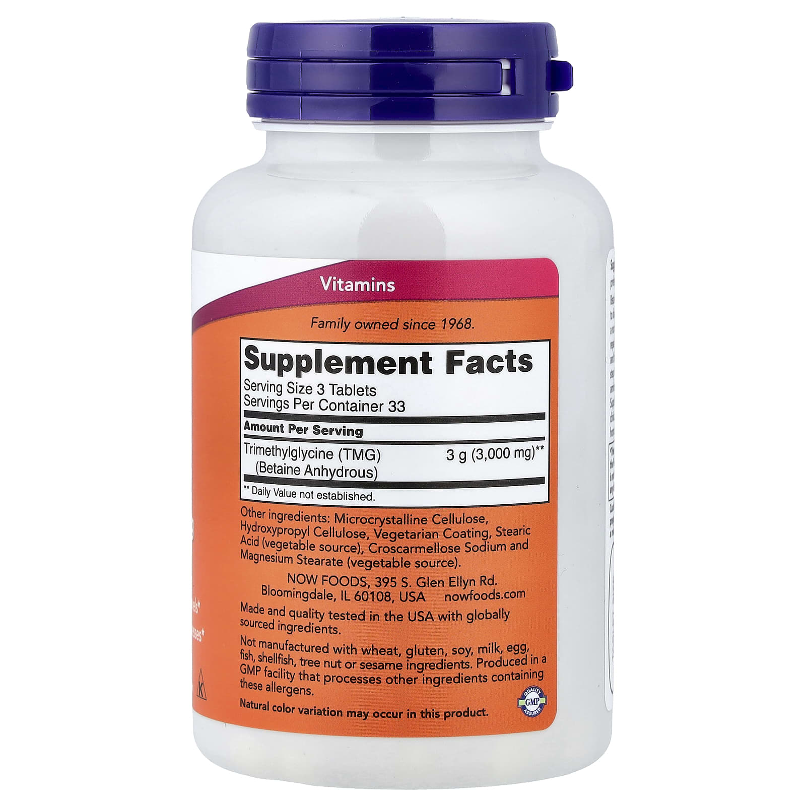 NOW Foods, TMG, 1,000 mg, 100 Tablets - Image 2