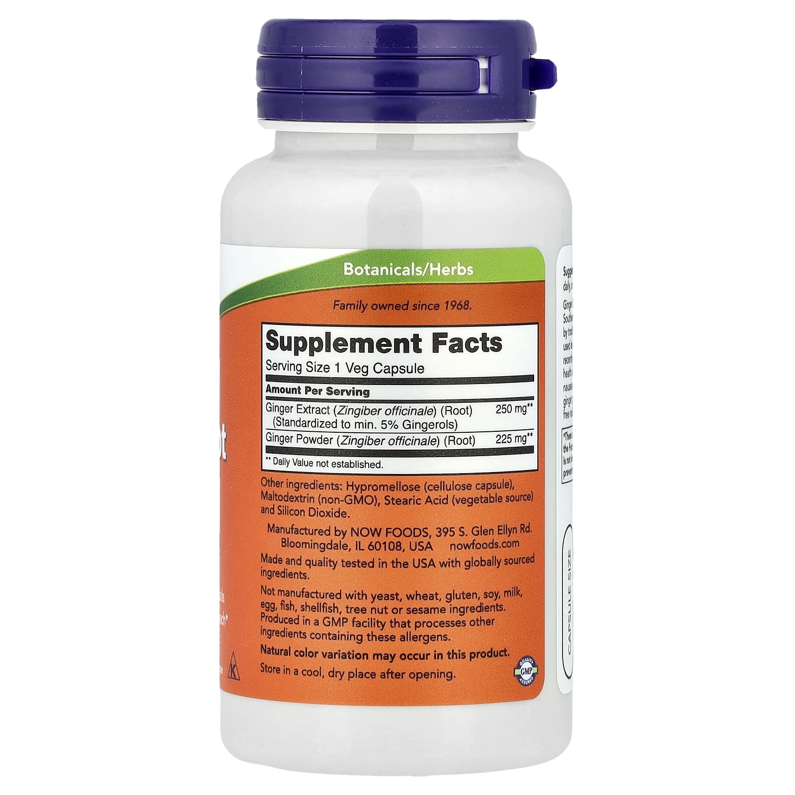 NOW Foods, Ginger Root Extract, 250 mg, 90 Veg Capsules - Image 2