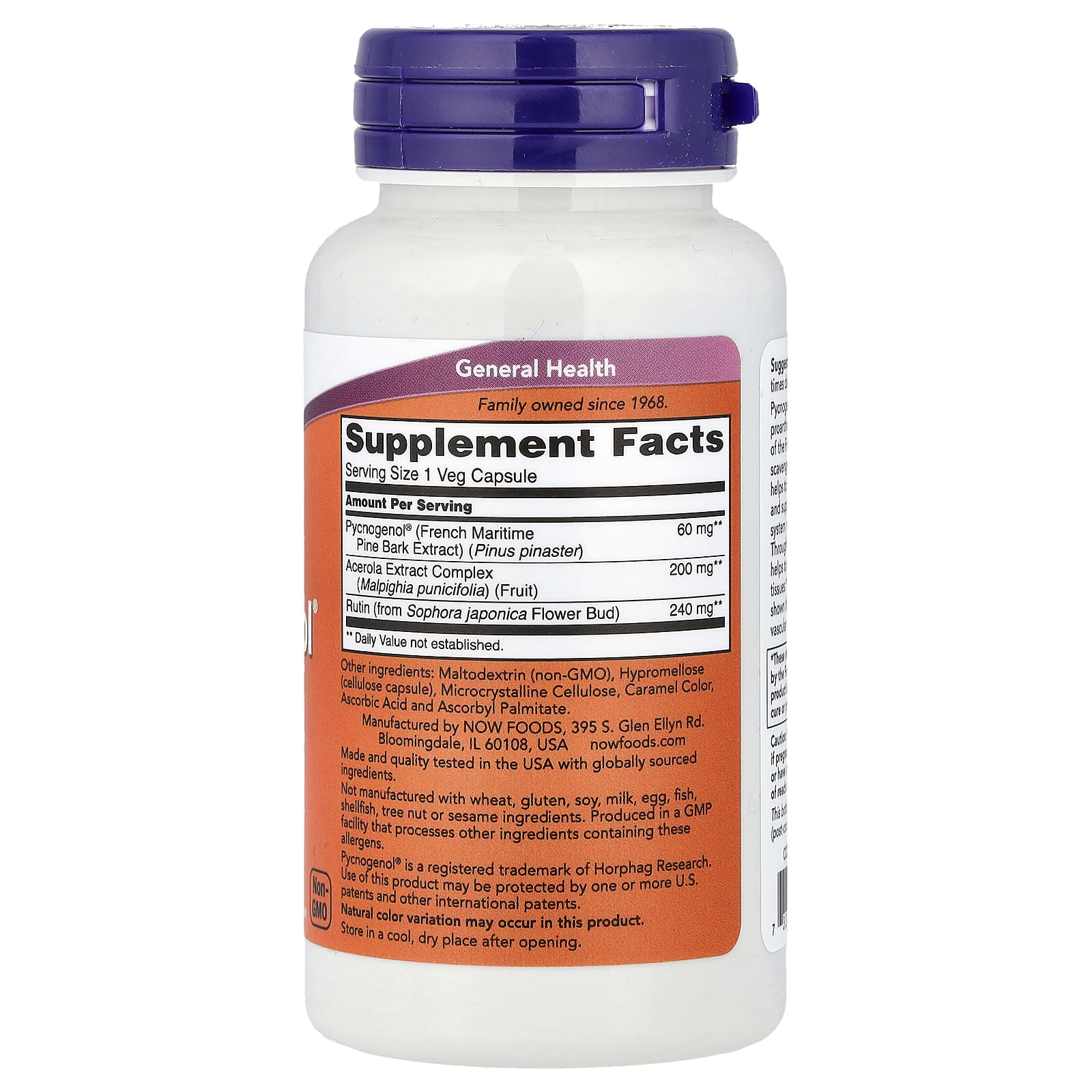 NOW Foods, Pycnogenol® With Acerola & Rutin, 50 Veg Capsules - Image 2