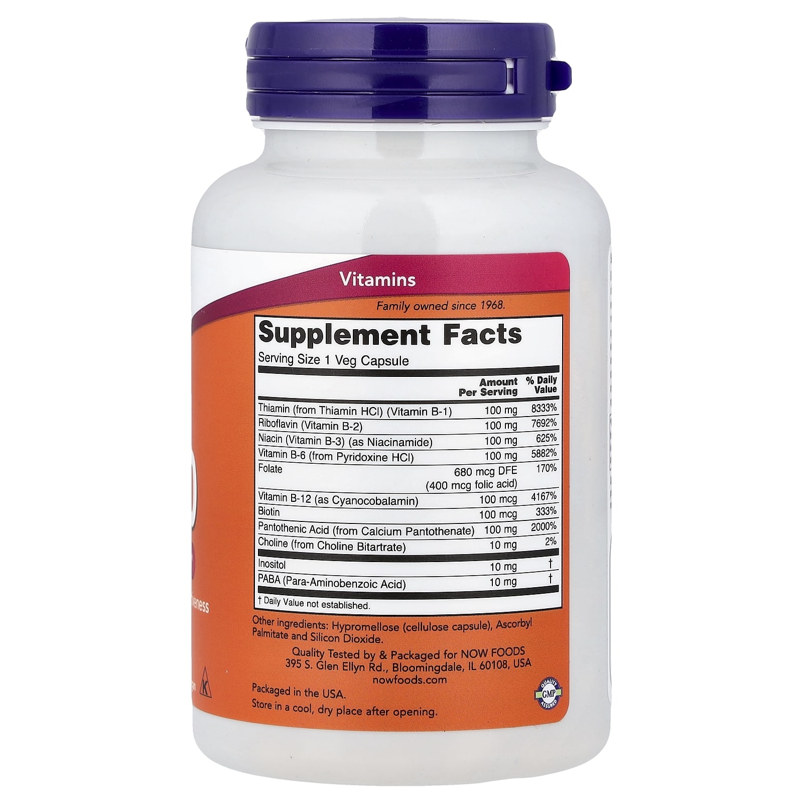NOW Foods, B-100, 100 Veg Capsules - Image 2