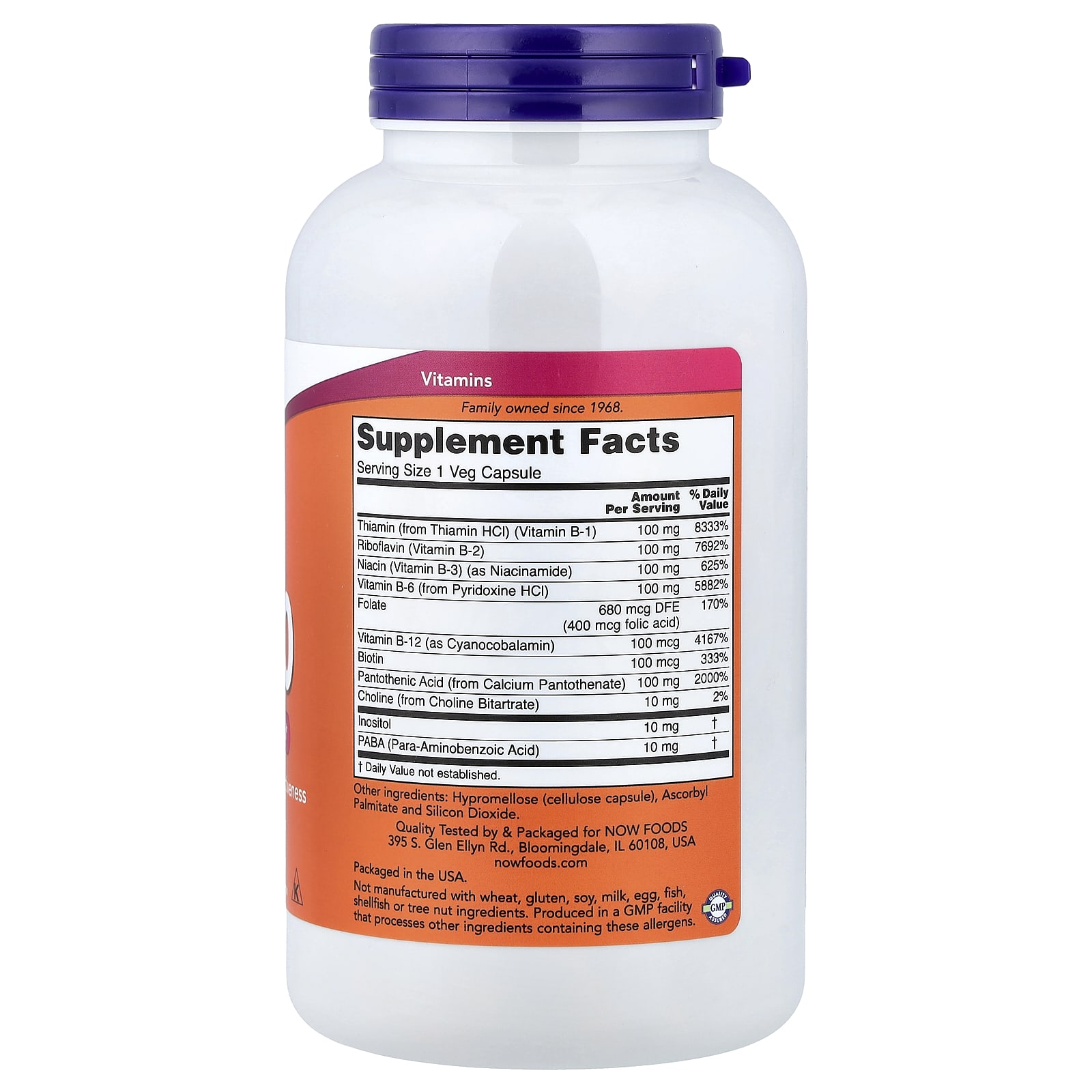 NOW Foods, B-100, 250 Veg Capsules - Image 2