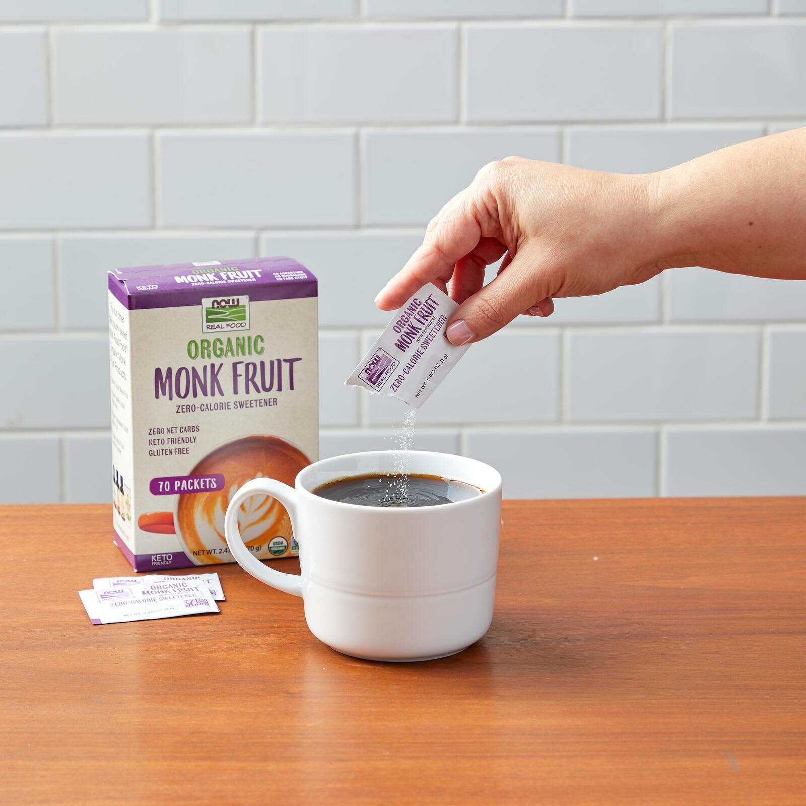 NOW Foods, Organic Monk Fruit, Zero-Calorie Sweetener, 70 Packets, 0.035 oz (1 g) Each - Image 6