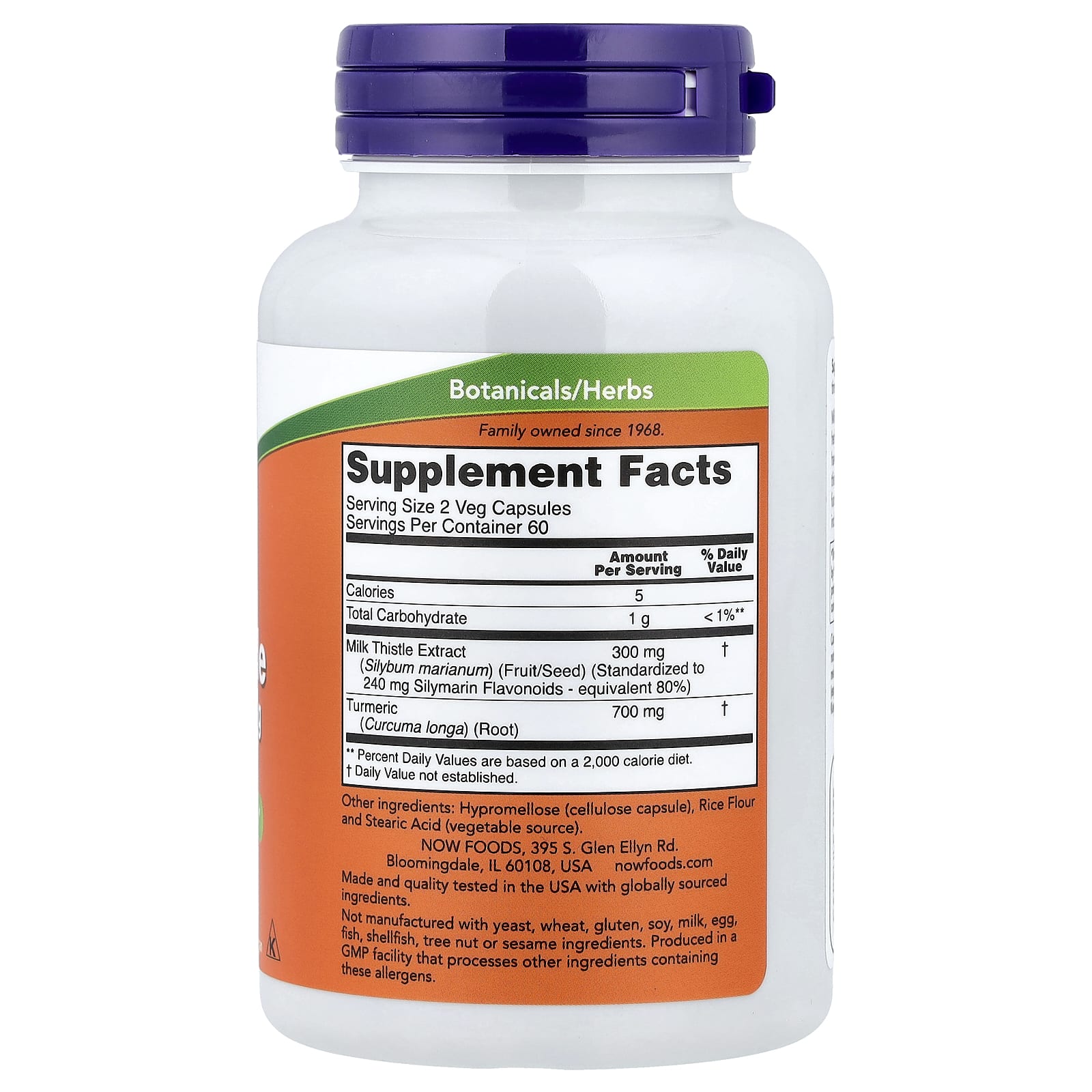 NOW Foods, Milk Thistle Extract with Turmeric, 120 Veg Capsules - Image 2