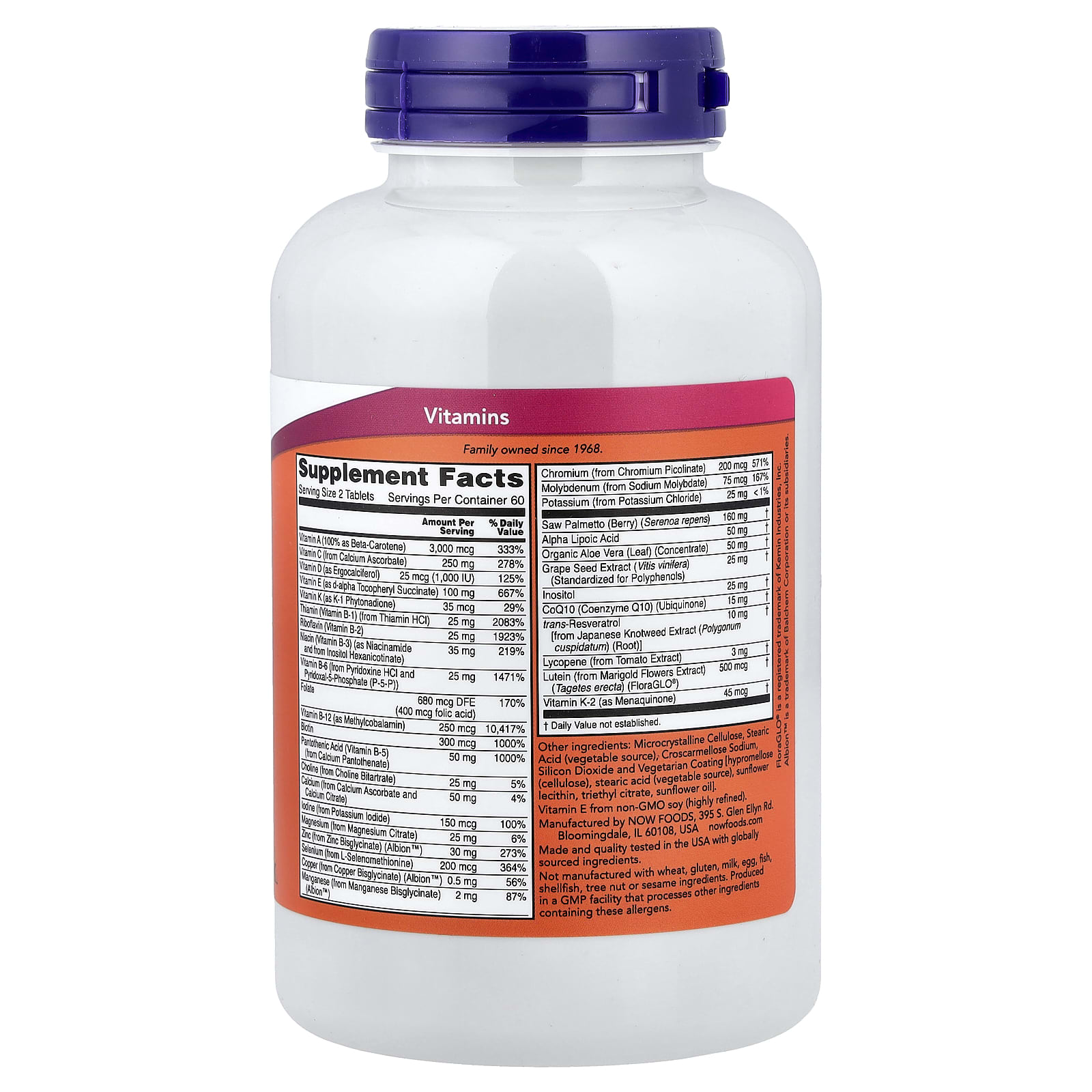 NOW Foods, ADAMâ„¢, Superior Men's Multi, 120 Tablets - Image 2