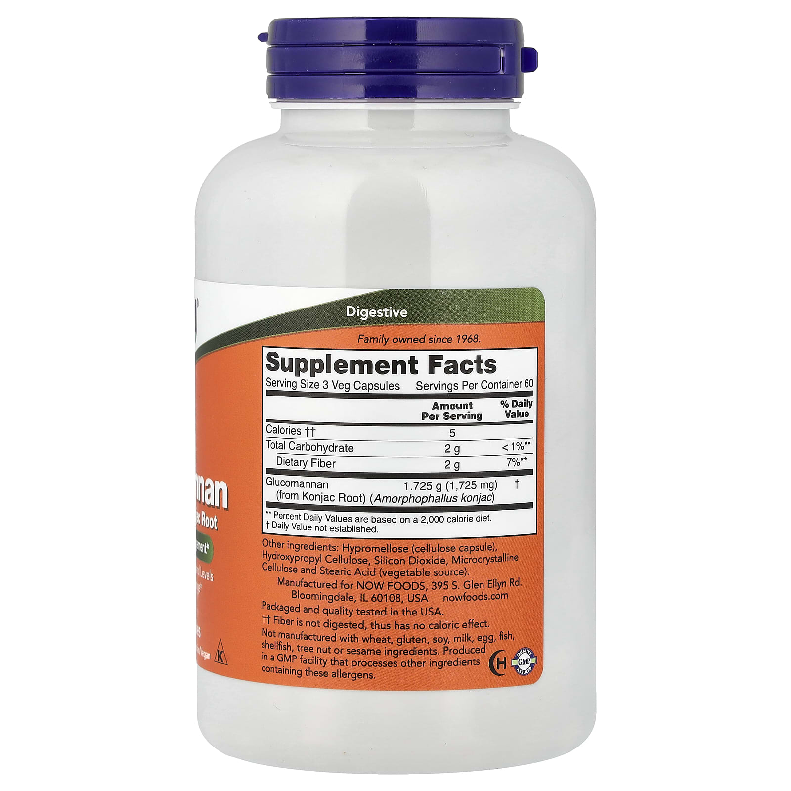 NOW Foods, Glucomannan, 575 mg, 180 Veg Capsules - Image 2