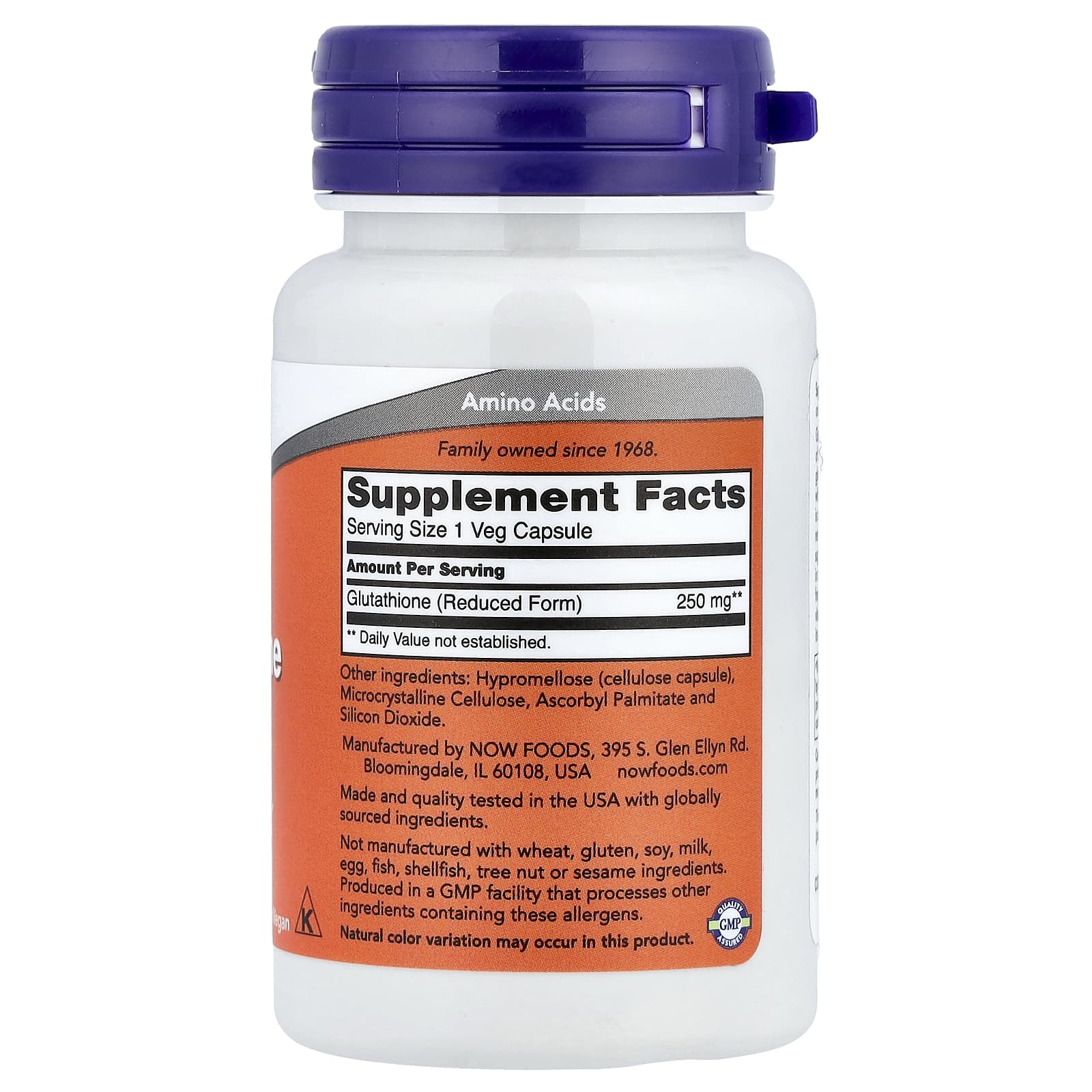 NOW Foods, Glutathione, 250 mg, 60 Veg Capsules - Image 2